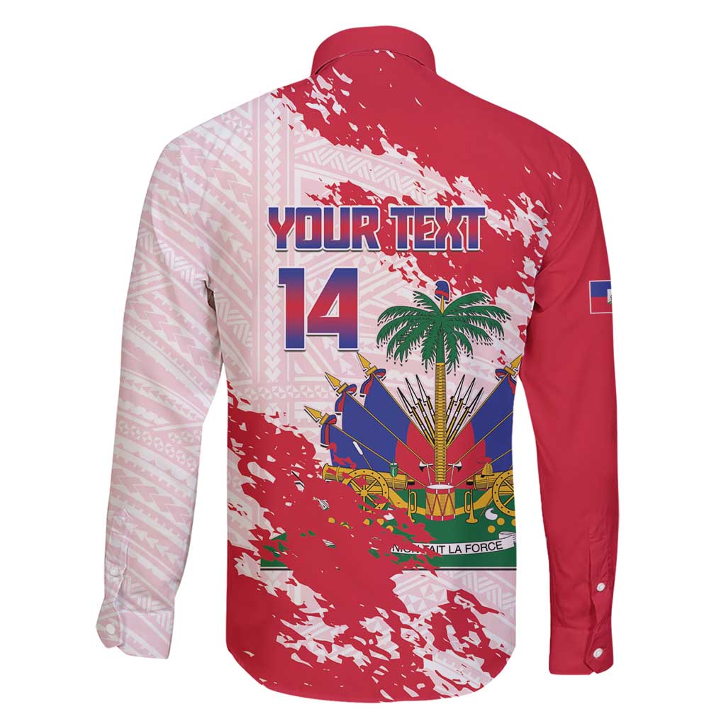 Custom Haiti Football Family Matching Short Sleeve Bodycon Dress and Hawaiian Shirt Les Grenadiers Red Grunge Polynesian Tattoo - Wonder Print Shop