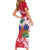 Custom Haiti Football Family Matching Short Sleeve Bodycon Dress and Hawaiian Shirt Les Grenadiers Red Grunge Polynesian Tattoo - Wonder Print Shop
