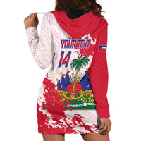 Custom Haiti Football Hoodie Dress Les Grenadiers Red Grunge Polynesian Tattoo - Wonder Print Shop