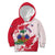 Custom Haiti Football Kid Hoodie Les Grenadiers Red Grunge Polynesian Tattoo - Wonder Print Shop