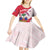 Custom Haiti Football Kid Short Sleeve Dress Les Grenadiers Red Grunge Polynesian Tattoo - Wonder Print Shop