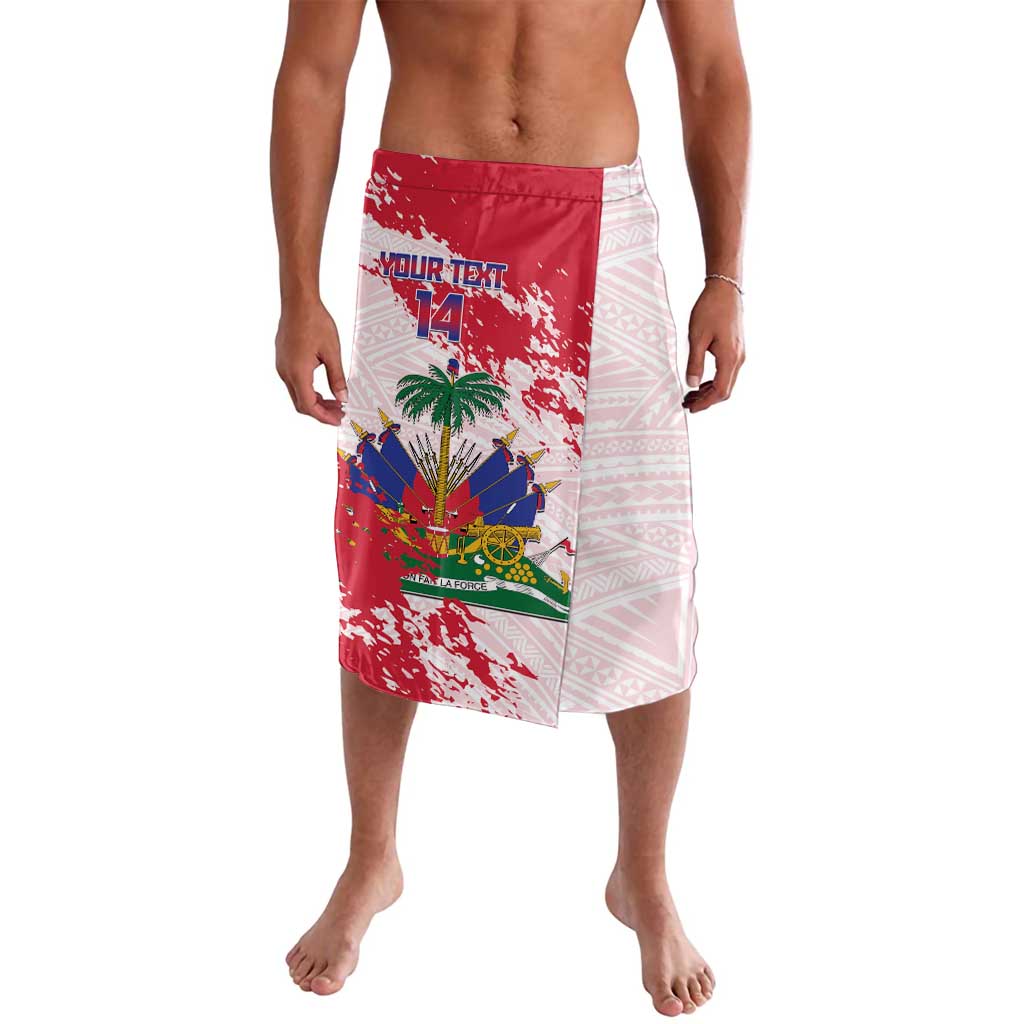 Custom Haiti Football Lavalava Les Grenadiers Red Grunge Polynesian Tattoo - Wonder Print Shop