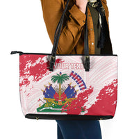 Custom Haiti Football Leather Tote Bag Les Grenadiers Red Grunge Polynesian Tattoo - Wonder Print Shop