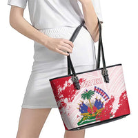 Custom Haiti Football Leather Tote Bag Les Grenadiers Red Grunge Polynesian Tattoo - Wonder Print Shop