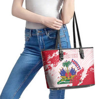 Custom Haiti Football Leather Tote Bag Les Grenadiers Red Grunge Polynesian Tattoo - Wonder Print Shop