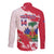 Custom Haiti Football Long Sleeve Button Shirt Les Grenadiers Red Grunge Polynesian Tattoo - Wonder Print Shop