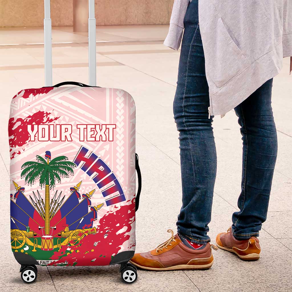Custom Haiti Football Luggage Cover Les Grenadiers Red Grunge Polynesian Tattoo - Wonder Print Shop