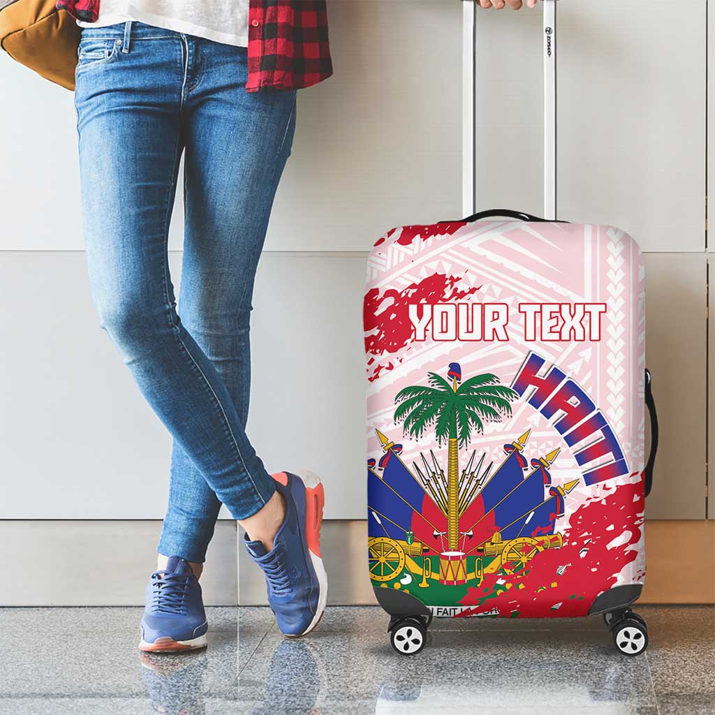 Custom Haiti Football Luggage Cover Les Grenadiers Red Grunge Polynesian Tattoo - Wonder Print Shop