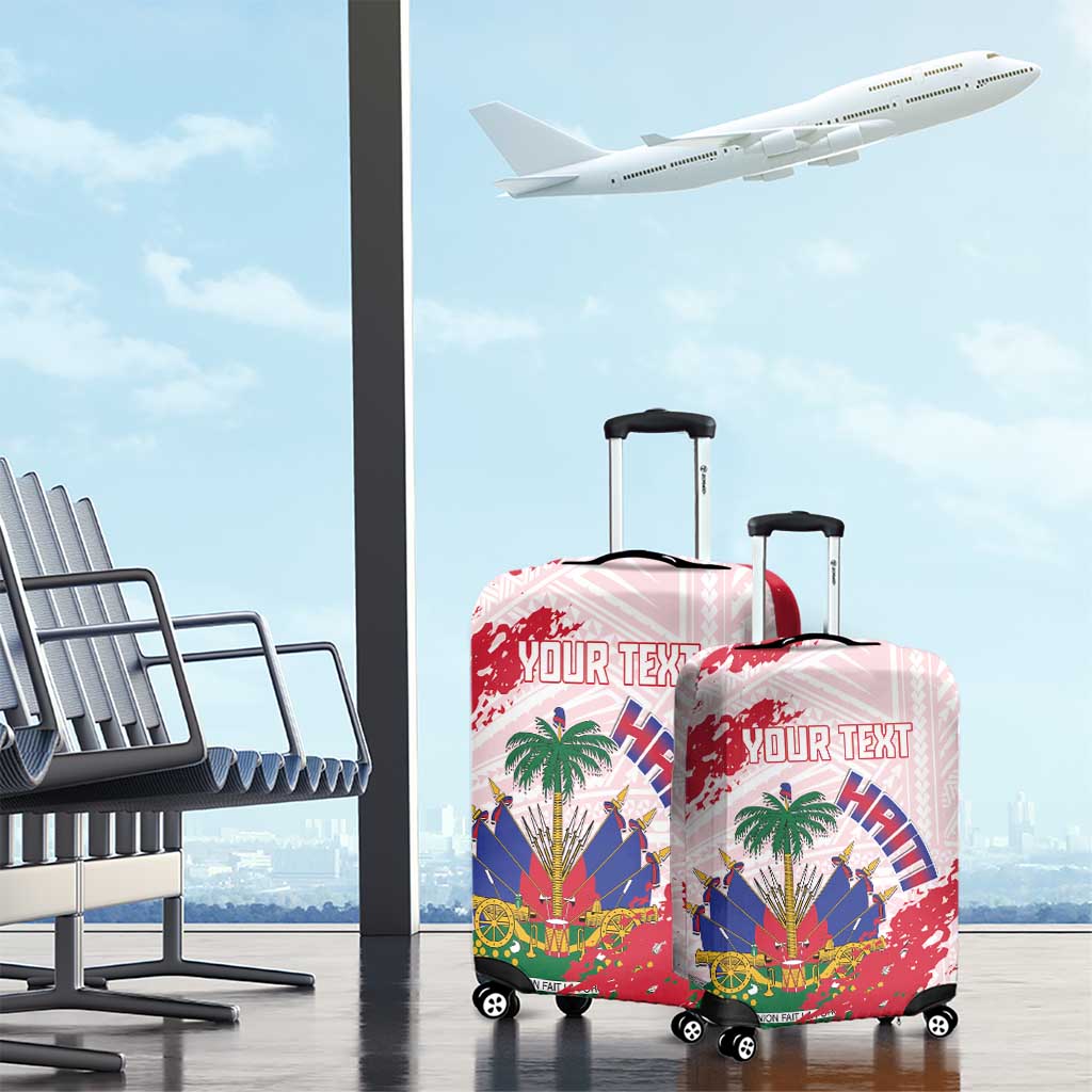 Custom Haiti Football Luggage Cover Les Grenadiers Red Grunge Polynesian Tattoo - Wonder Print Shop