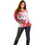 Custom Haiti Football Off Shoulder Sweater Les Grenadiers Red Grunge Polynesian Tattoo - Wonder Print Shop
