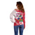 Custom Haiti Football Off Shoulder Sweater Les Grenadiers Red Grunge Polynesian Tattoo - Wonder Print Shop