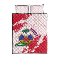 Custom Haiti Football Quilt Bed Set Les Grenadiers Red Grunge Polynesian Tattoo - Wonder Print Shop
