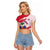Custom Haiti Football Raglan Cropped T Shirt Les Grenadiers Red Grunge Polynesian Tattoo - Wonder Print Shop