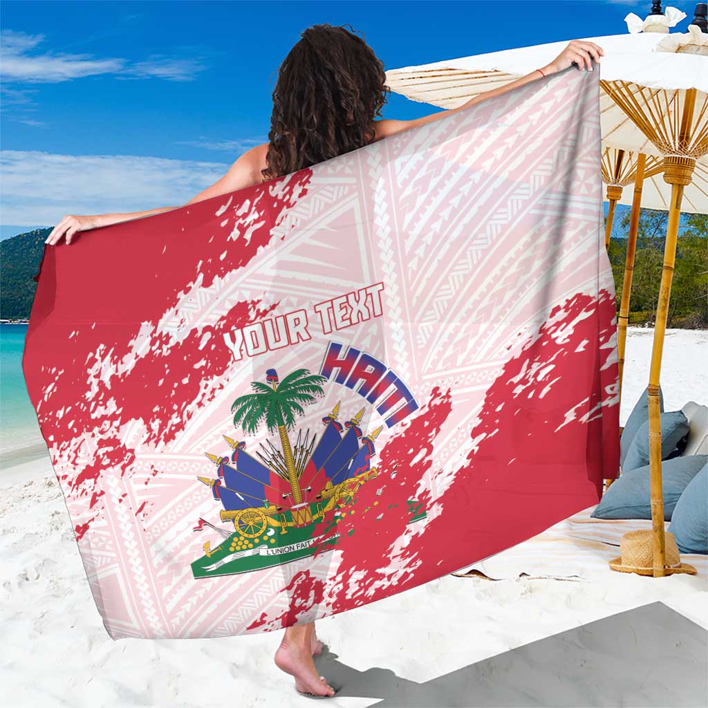 Custom Haiti Football Sarong Les Grenadiers Red Grunge Polynesian Tattoo - Wonder Print Shop