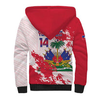 Custom Haiti Football Sherpa Hoodie Les Grenadiers Red Grunge Polynesian Tattoo - Wonder Print Shop