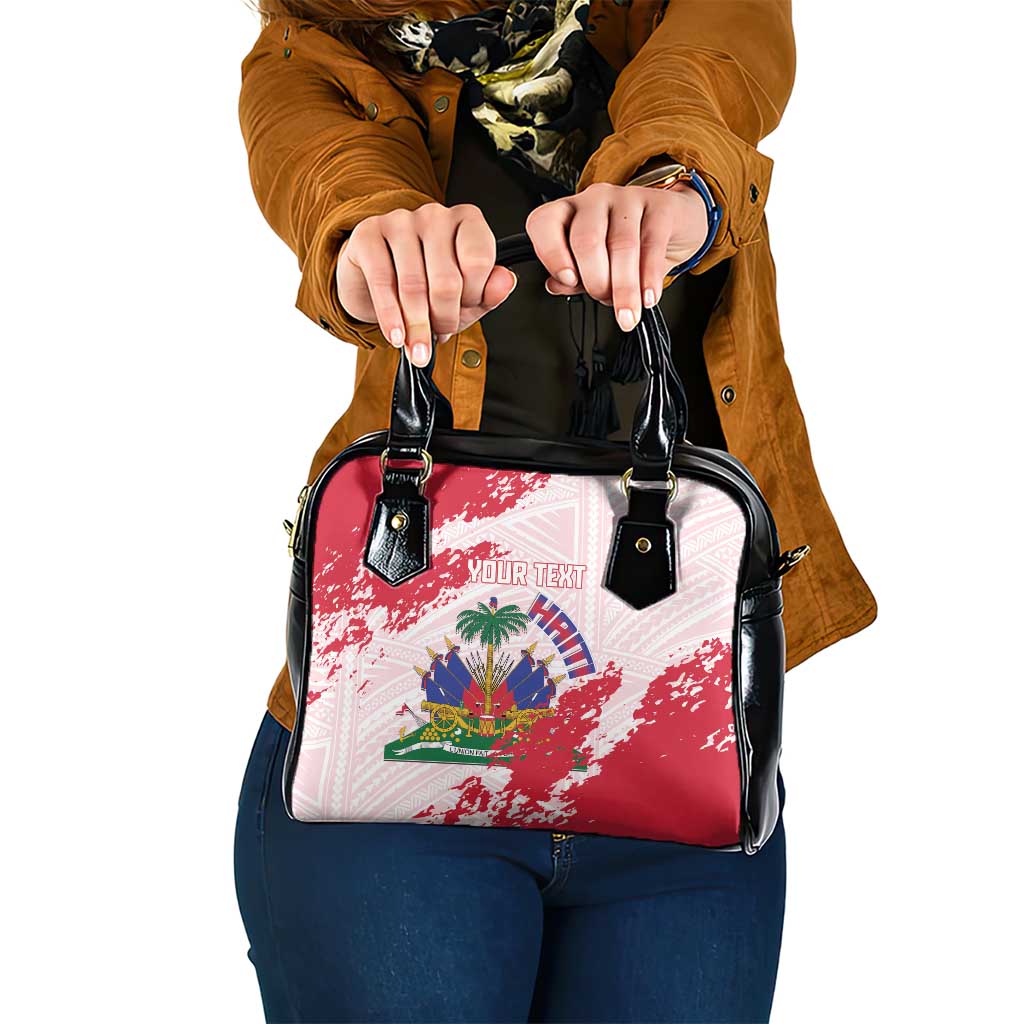 Custom Haiti Football Shoulder Handbag Les Grenadiers Red Grunge Polynesian Tattoo - Wonder Print Shop