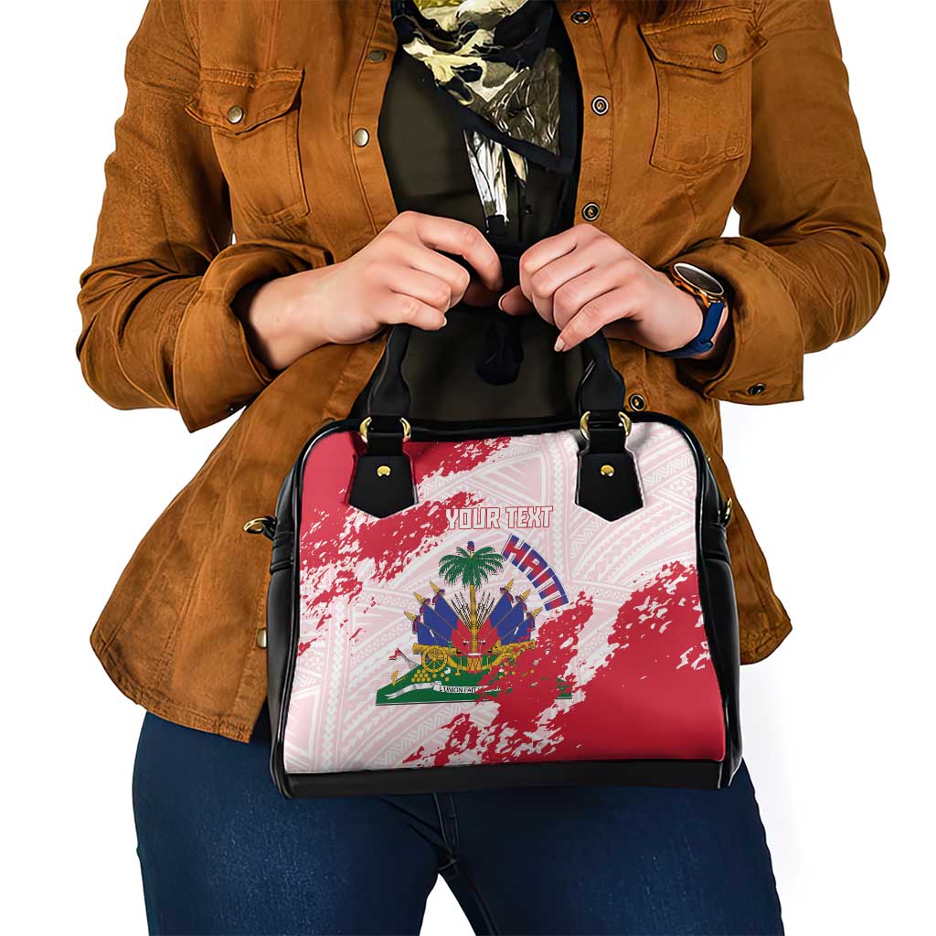 Custom Haiti Football Shoulder Handbag Les Grenadiers Red Grunge Polynesian Tattoo - Wonder Print Shop
