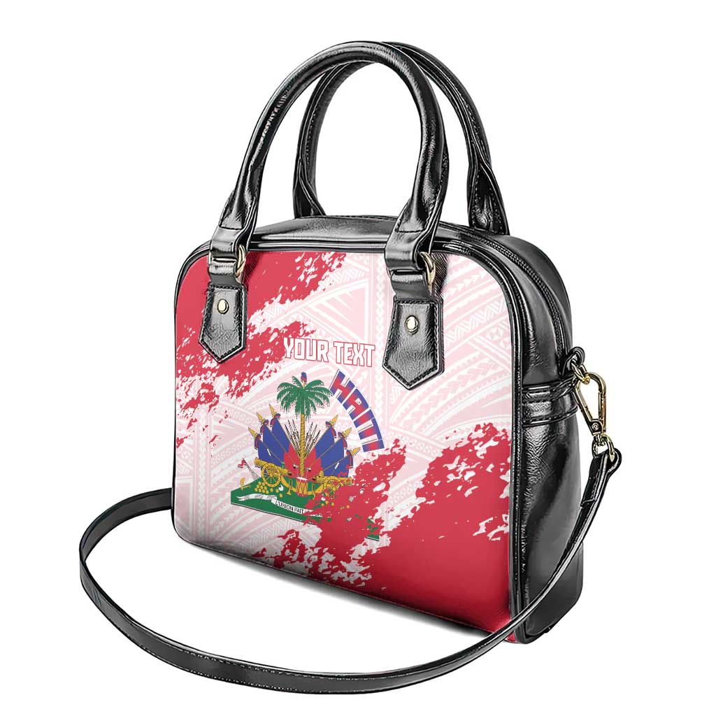 Custom Haiti Football Shoulder Handbag Les Grenadiers Red Grunge Polynesian Tattoo - Wonder Print Shop