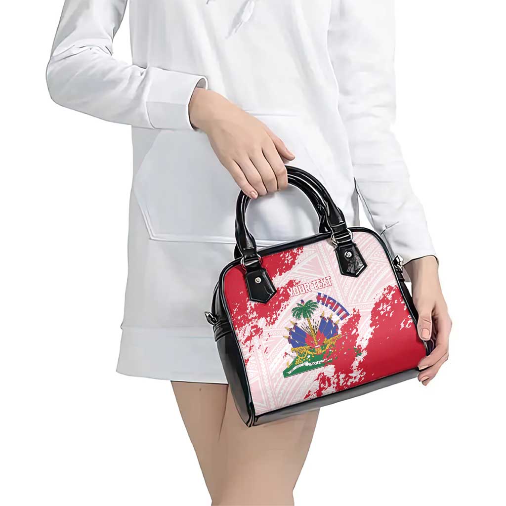 Custom Haiti Football Shoulder Handbag Les Grenadiers Red Grunge Polynesian Tattoo - Wonder Print Shop