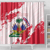 Custom Haiti Football Shower Curtain Les Grenadiers Red Grunge Polynesian Tattoo - Wonder Print Shop