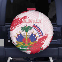 Custom Haiti Football Spare Tire Cover Les Grenadiers Red Grunge Polynesian Tattoo - Wonder Print Shop