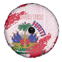 Custom Haiti Football Spare Tire Cover Les Grenadiers Red Grunge Polynesian Tattoo - Wonder Print Shop