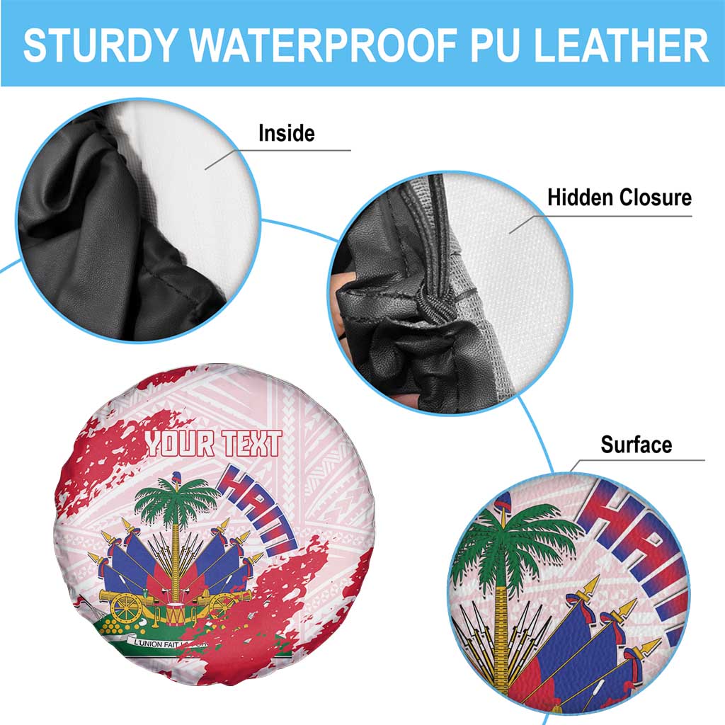 Custom Haiti Football Spare Tire Cover Les Grenadiers Red Grunge Polynesian Tattoo - Wonder Print Shop