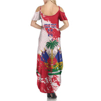 Custom Haiti Football Summer Maxi Dress Les Grenadiers Red Grunge Polynesian Tattoo - Wonder Print Shop