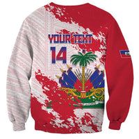 Custom Haiti Football Sweatshirt Les Grenadiers Red Grunge Polynesian Tattoo - Wonder Print Shop