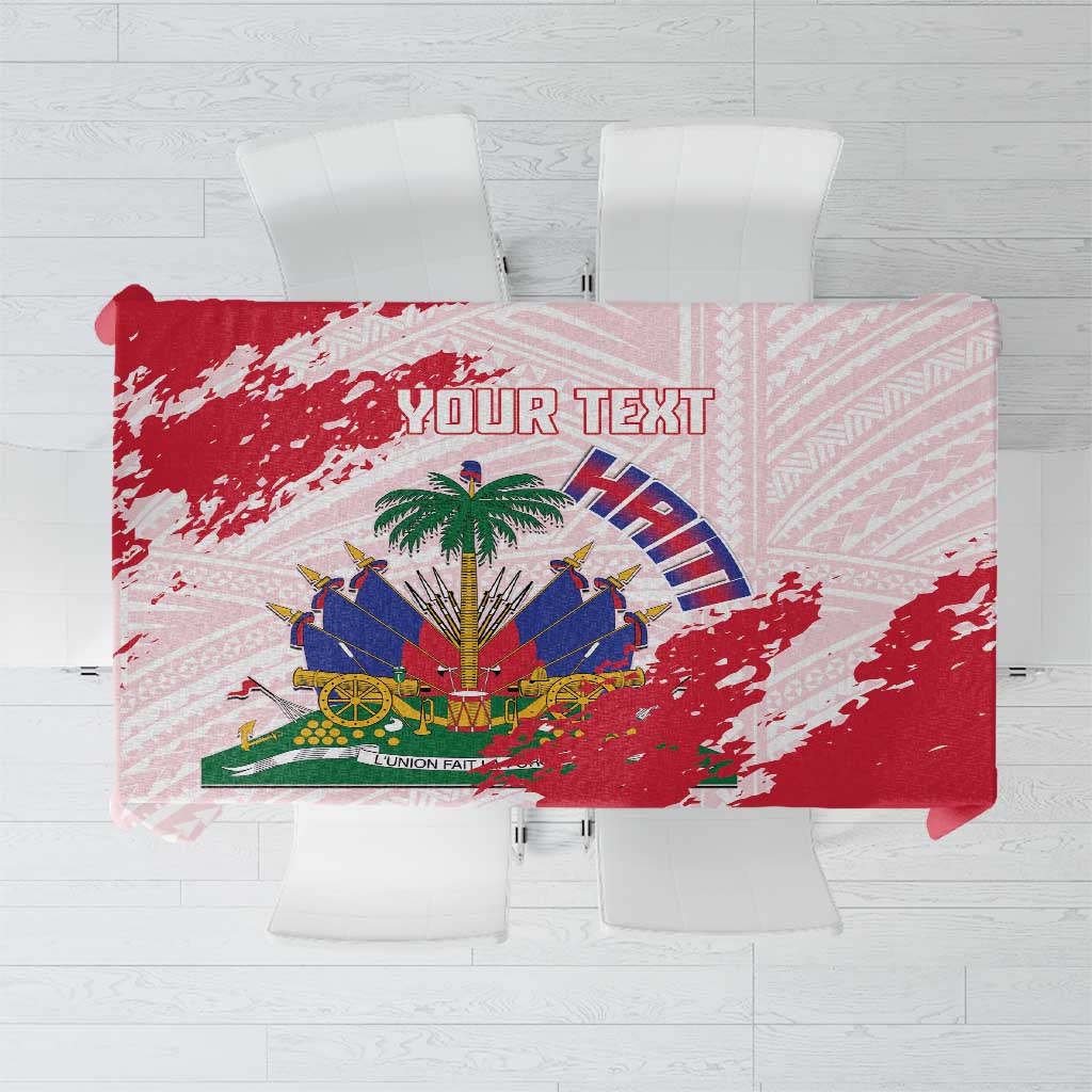 Custom Haiti Football Tablecloth Les Grenadiers Red Grunge Polynesian Tattoo - Wonder Print Shop