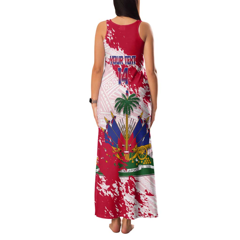 Custom Haiti Football Tank Maxi Dress Les Grenadiers Red Grunge Polynesian Tattoo - Wonder Print Shop