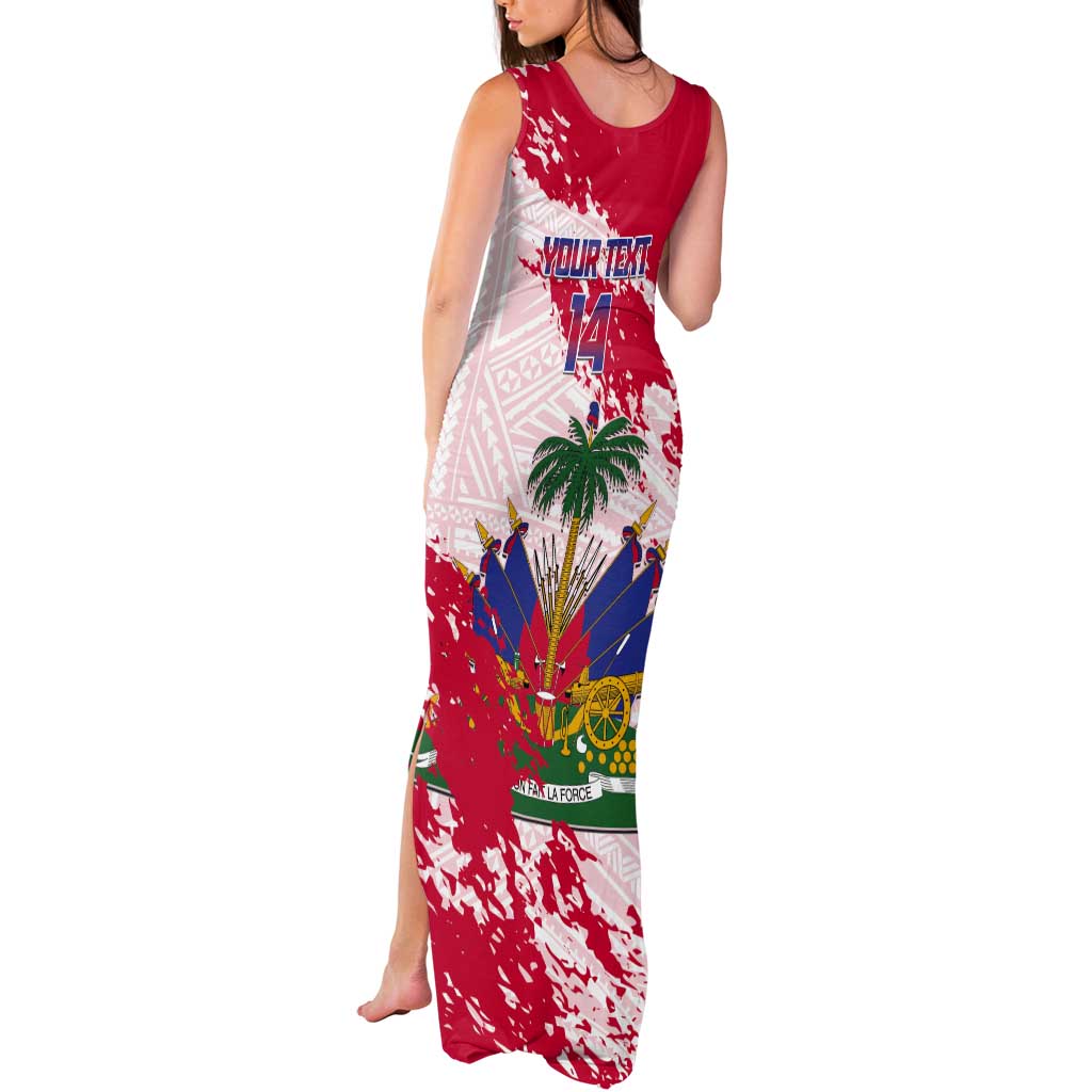 Custom Haiti Football Tank Maxi Dress Les Grenadiers Red Grunge Polynesian Tattoo - Wonder Print Shop