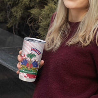 Custom Haiti Football Tumbler Cup Les Grenadiers Red Grunge Polynesian Tattoo - Wonder Print Shop