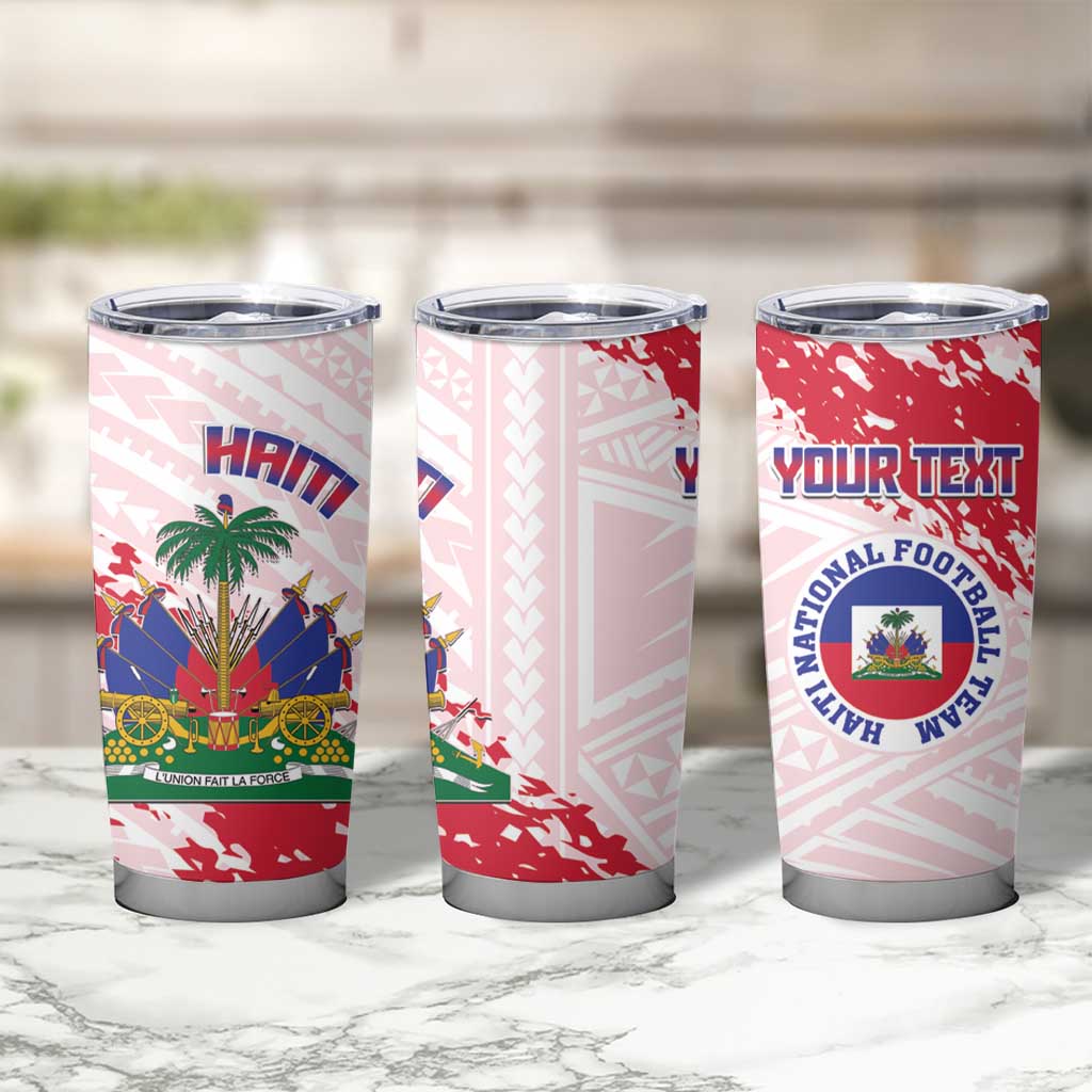 Custom Haiti Football Tumbler Cup Les Grenadiers Red Grunge Polynesian Tattoo - Wonder Print Shop