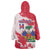 Custom Haiti Football Wearable Blanket Hoodie Les Grenadiers Red Grunge Polynesian Tattoo - Wonder Print Shop