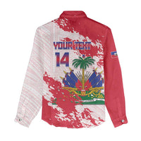 Custom Haiti Football Women Casual Shirt Les Grenadiers Red Grunge Polynesian Tattoo - Wonder Print Shop