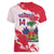 Custom Haiti Football Women V-Neck T-Shirt Les Grenadiers Red Grunge Polynesian Tattoo - Wonder Print Shop