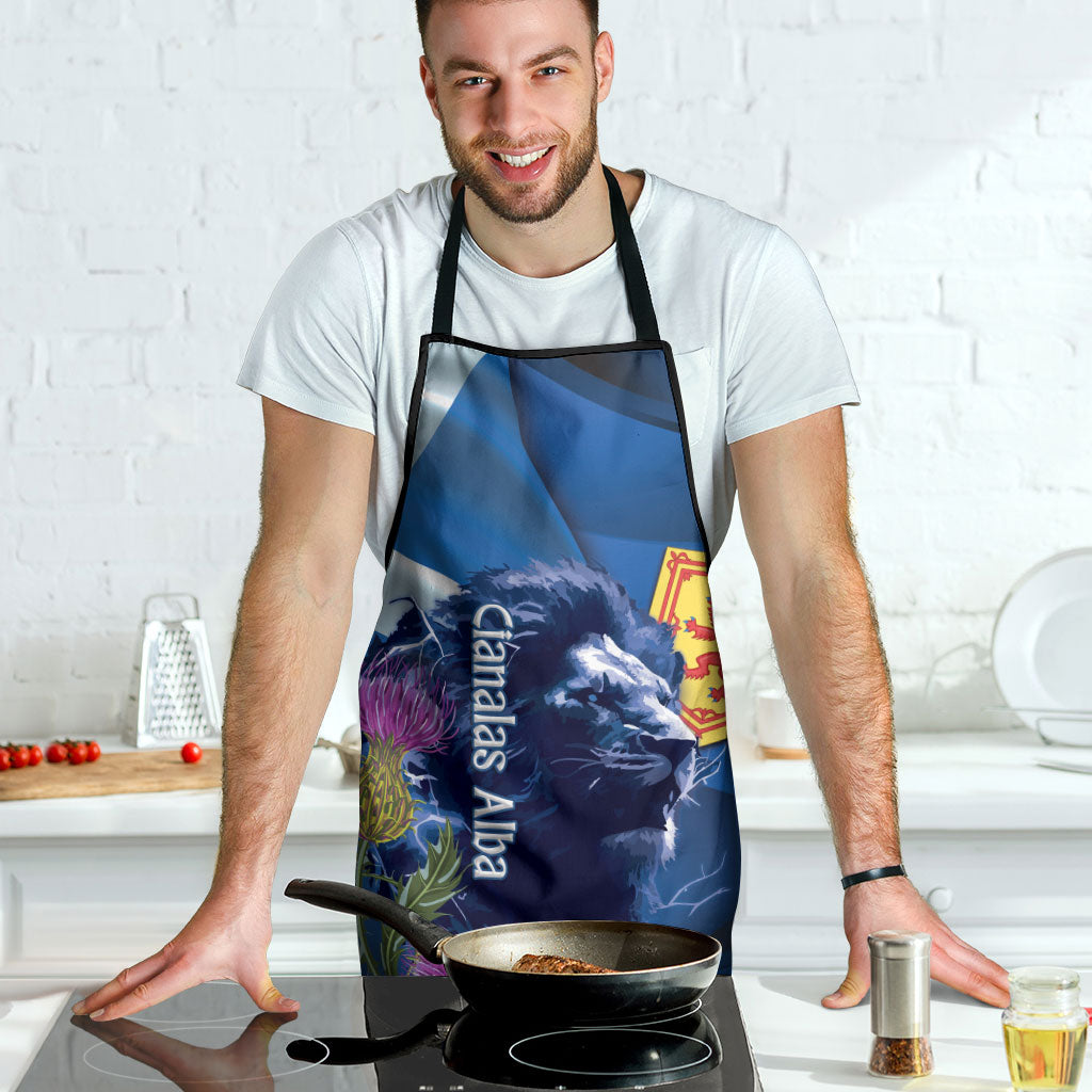 Cianalas Alba Scotland Apron Scottish Lion and Thistle Blue Version
