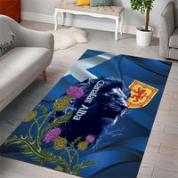 Cianalas Alba Scotland Area Rug Scottish Lion and Thistle Blue Version