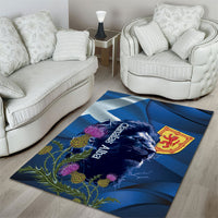 Cianalas Alba Scotland Area Rug Scottish Lion and Thistle Blue Version