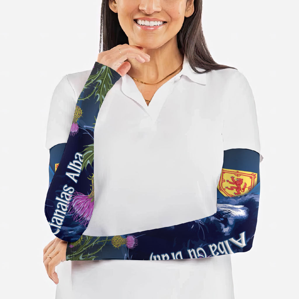 Cianalas Alba Scotland Arm Sleeves Scottish Lion and Thistle Blue Version