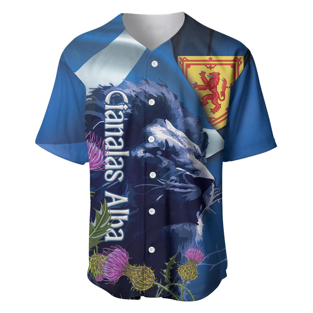 Cianalas Alba Scotland Baseball Jersey Scottish Lion and Thistle Blue Version