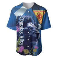 Cianalas Alba Scotland Baseball Jersey Scottish Lion and Thistle Blue Version