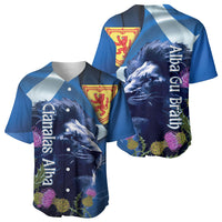 Cianalas Alba Scotland Baseball Jersey Scottish Lion and Thistle Blue Version