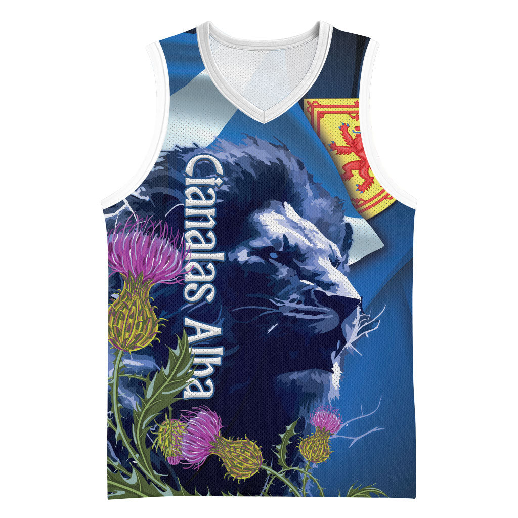Cianalas Alba Scotland Basketball Jersey Scottish Lion and Thistle Blue Version