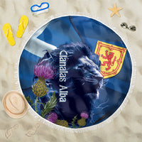 Cianalas Alba Scotland Beach Blanket Scottish Lion and Thistle Blue Version