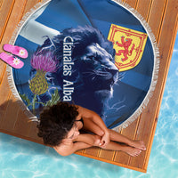 Cianalas Alba Scotland Beach Blanket Scottish Lion and Thistle Blue Version