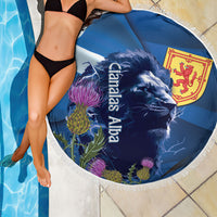 Cianalas Alba Scotland Beach Blanket Scottish Lion and Thistle Blue Version