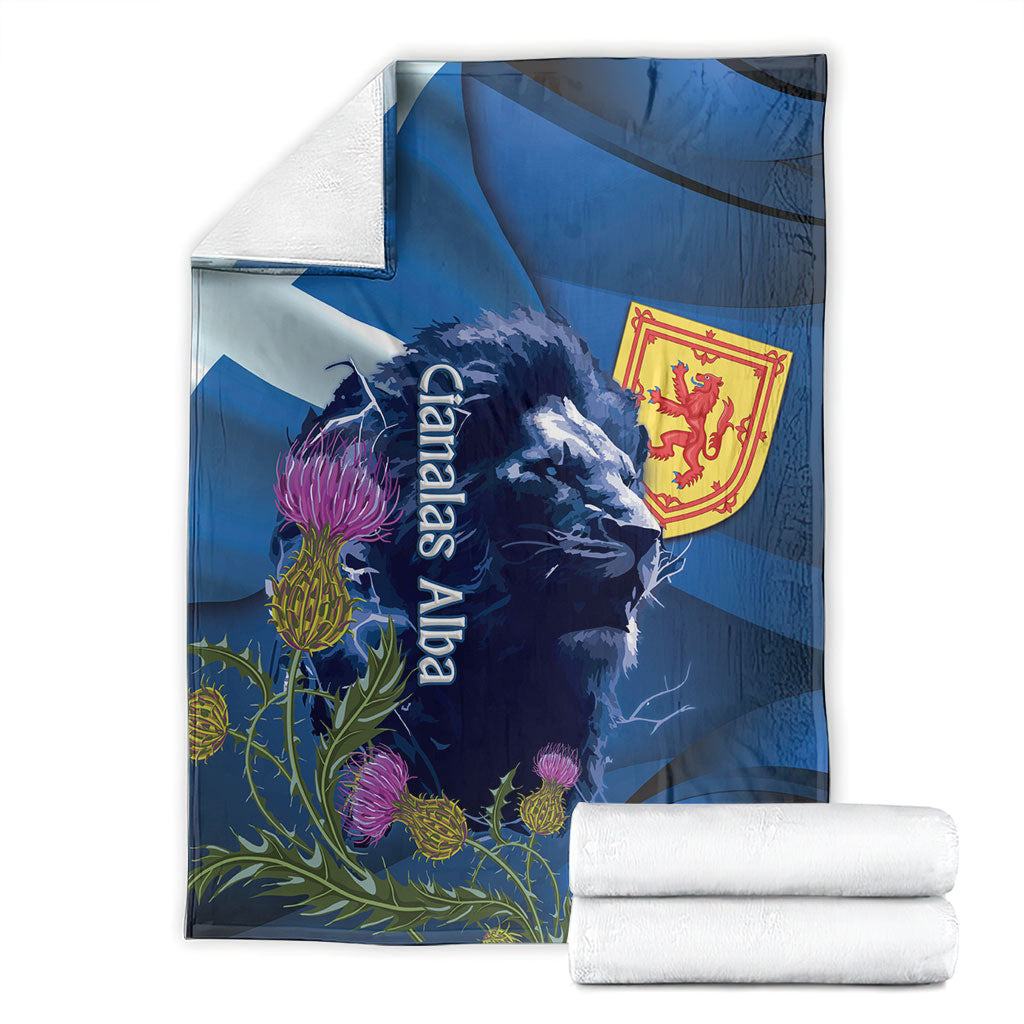 Cianalas Alba Scotland Blanket Scottish Lion and Thistle Blue Version