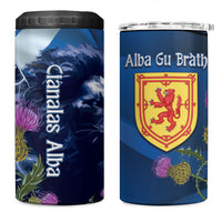 Cianalas Alba Scotland 4 in 1 Can Cooler Tumbler Scottish Lion and Thistle Blue Version